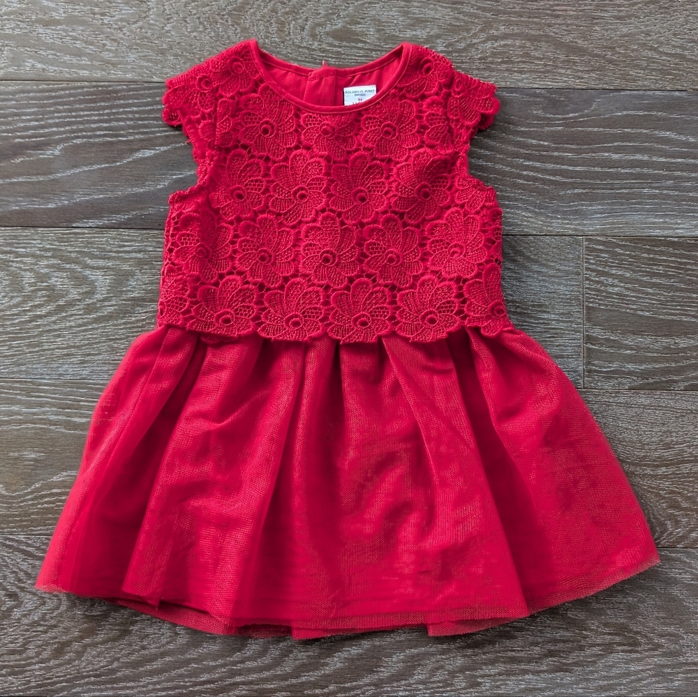Polarn O. Pyret Red Lace Dress Size 12-18 Months